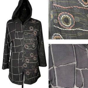Windhorse Black Patchwork Jacket Whimsigoth Sweatshirt Zip Embroidered Hoodie